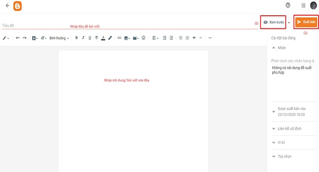 Nhập nội dung cho blog